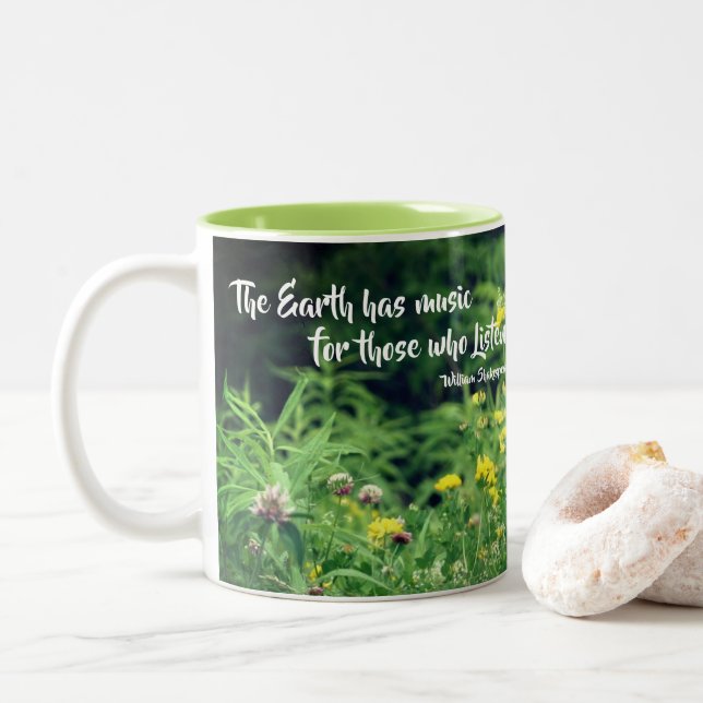 Taza Bicolor Cita Inspiradora De Música De Naturaleza (Con donut)
