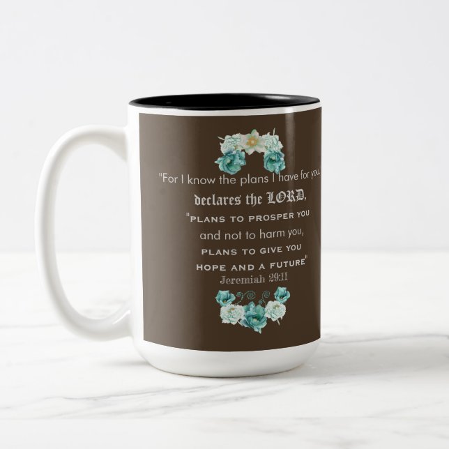 Taza Bicolor Cita Jeremías 29:11 (Izquierda)