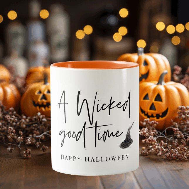 Taza Bicolor Cita Moderna De Buen Momento | Feliz Halloween (Subido por el creador)