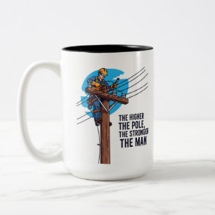 Taza Bicolor Cita motivacional de trabajador de líneas divertid
