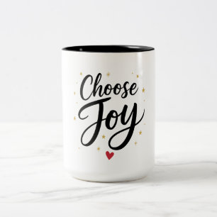 Taza Bicolor Cita motivacional estrella de oro 'Elige la alegrí