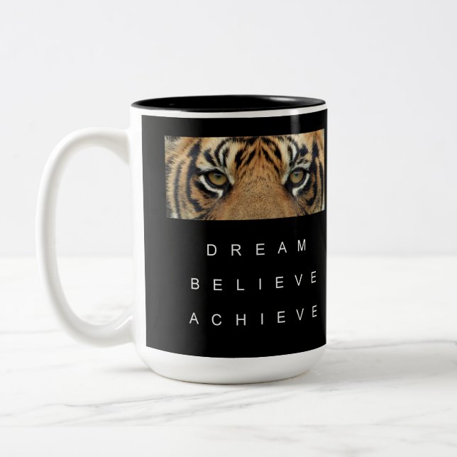 Taza Bicolor Cita motivacional Sueño creencia Alcanzar el ojo d (Izquierda)
