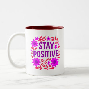 Taza Bicolor Cita Motivadora Floral Positiva