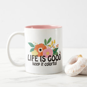 Taza Bicolor Cita retro hippie positiva
