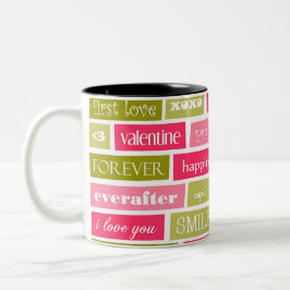 Taza Bicolor Citas de amor rosas y verdes
