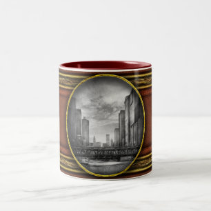 Taza Bicolor Ciudad - Chicago, IL - Mirando hacia el futuro BN
