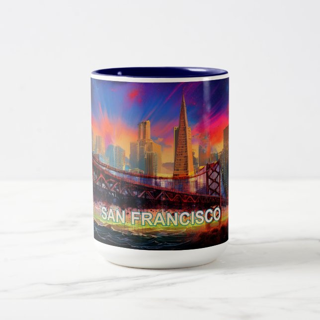 Taza Bicolor Ciudad de San Francisco En La Bahía (Centro)