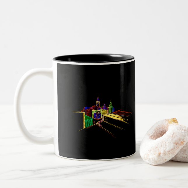 Taza Bicolor Ciudad vibrante (Con donut)