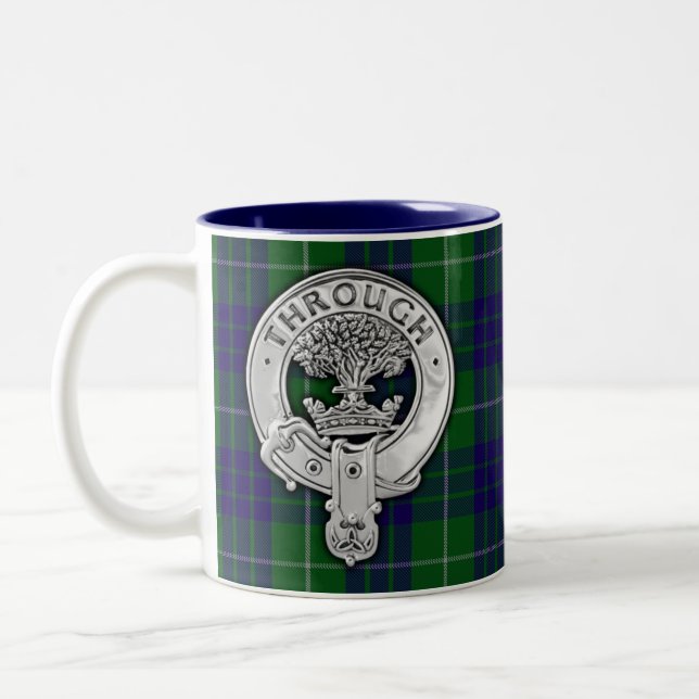 Taza Bicolor Clan Hamilton Escudo y Hunting Tartán (Izquierda)