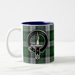 Taza Bicolor Clan MacKay Escudo & Vestido Tartán Café de dos to