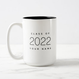 Taza Bicolor Clase de 2022 Personalizado simple moderno negro y