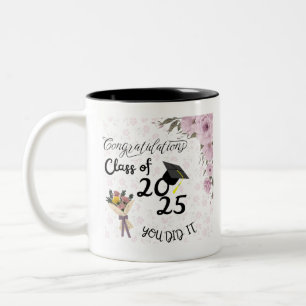 Taza Bicolor Clase de 2025 Mug PNG, Graduación Mug Wrap, Café