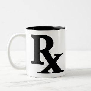 Taza Bicolor Clásica Rx Farmacia Icono Impresión de regalo fa