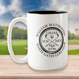 Taza Bicolor Clásico de Golf Personalizado Hole in One