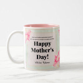 Taza Bicolor Clásico Día de la Madre Floral Vintage rosa y Verd