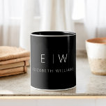 Taza Bicolor Clásico Elegante Moderno Monograma Minimalista Nom<br><div class="desc">Eleva tu rutina matutina con nuestro Monograma Minimalista Negro y Blanco Moderno Nombre Café Mug. Esta elegante taza aporta un toque de elegancia contemporánea a su ritual diario del café. Está diseñado pensando en la calidad y cuenta con un diseño minimalista en blanco y negro clásico, lo que lo convierte...</div>