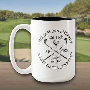 Taza Bicolor Clásico moderno de golf personalizado con hoyo en 