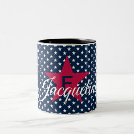 Taza Bicolor Clásico nombre personalizado estrellas blancas en 