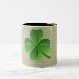 Taza Bicolor Clásico Trendy Trébol Irlandés Afortunado