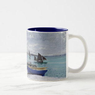 Taza Bicolor Claude Monet el   la playa en Sainte-Adresse