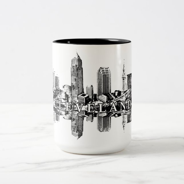 Taza Bicolor Cleveland, horizonte de Ohio en negro (Centro)