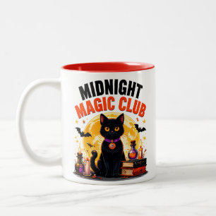 Taza Bicolor Club de Magia de Medianoche Gato Negro Magia de Ha
