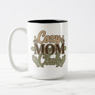 Taza Bicolor Club de Mamá Acogedora Diseño Retro Amante del Caf