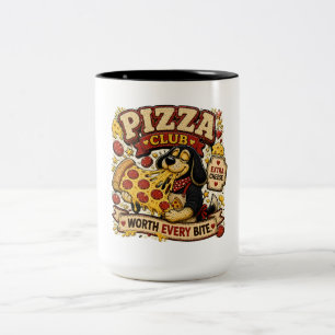 Taza Bicolor Club de Pizza Personalizado Amante de la Pizza Div