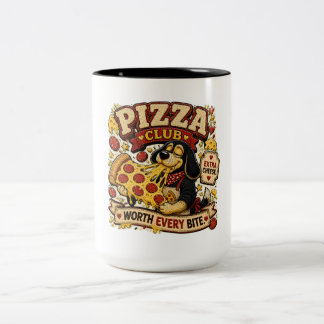 Taza Bicolor Club de Pizza Personalizado Amante de la Pizza Div