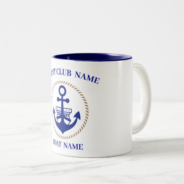 Taza Bicolor Club náutico Sunset Nautical Anchor (Anverso derecho)