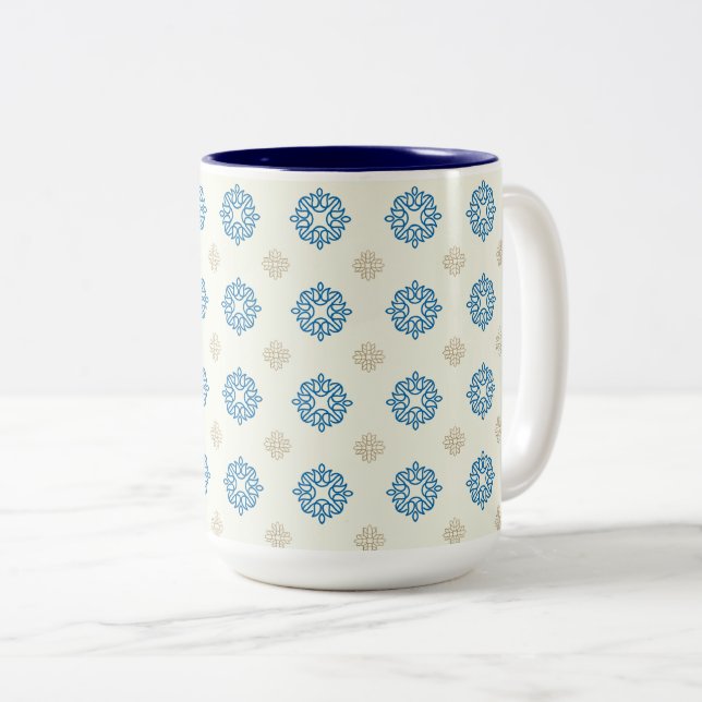 Taza Bicolor Cobalt Blue Floral Pattern (Anverso derecho)