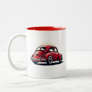 Taza Bicolor Coche Clásico Rojo Modelo 1960