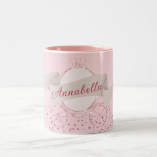 Taza Bicolor Coche de Hadas de Purpurina Rosa con Nombre Person