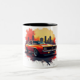 Taza Bicolor Coche Musculoso con Grafitis