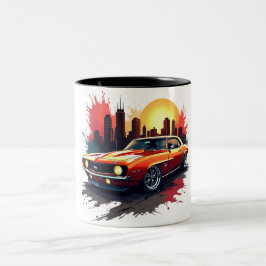 Taza Bicolor Coche Musculoso con Grafitis