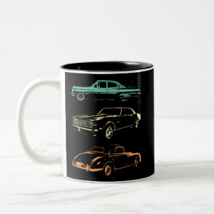 Taza Bicolor Coches de época - Retro gráfico de 80 y 90