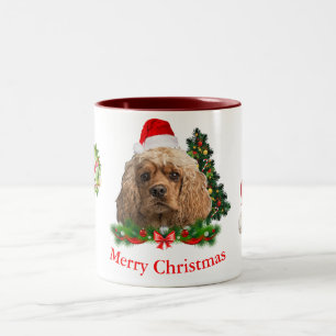 Taza Bicolor Cocker spaniel Navidad
