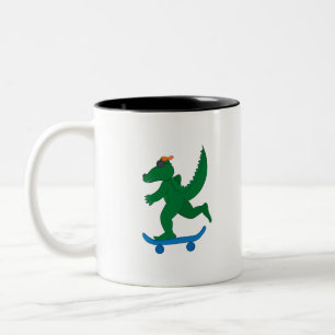 Taza Bicolor Cocodrilo de patinaje