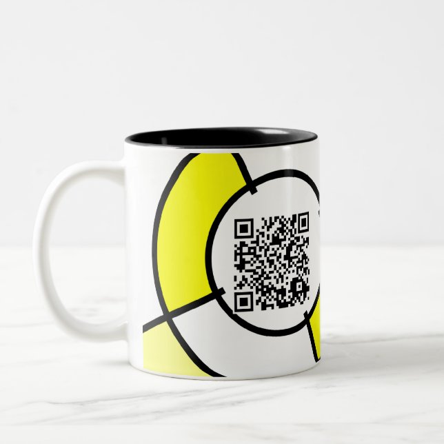 Taza Bicolor código amarillo de la diana QR (Izquierda)