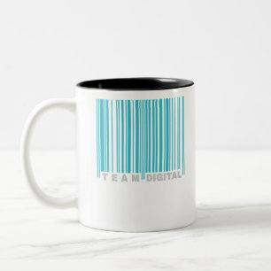 Taza Bicolor Código de barras digital de equipo para nerds