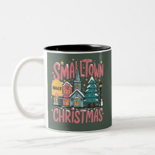 Taza Bicolor Código Postal Personalizado Pueblo Pequeño Navidad