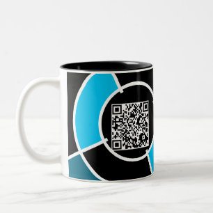 Taza Bicolor código QR de bullseye verde azulado