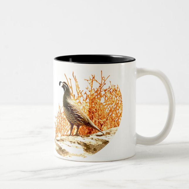 TAZA BICOLOR CODORNICES EN ROCA (Derecha)