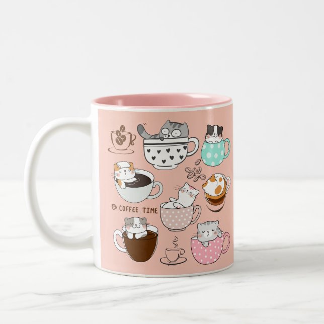 Taza Bicolor Coffee Cats Funny (Izquierda)