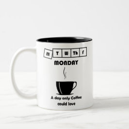 Taza Bicolor Coffee divertido Lunes Meme Mug