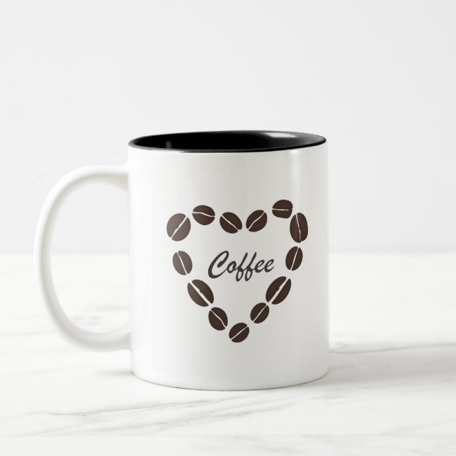Taza Bicolor Coffee Love Coffee Bean Heart (Izquierda)