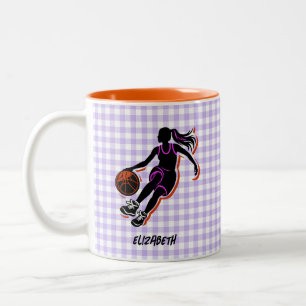Taza Bicolor Coffee Mug, Chica de baloncesto personalizado