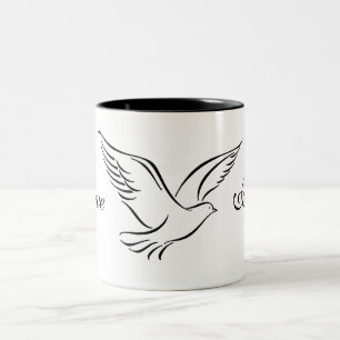 Taza Bicolor Coffee Mug Dove Love Peace