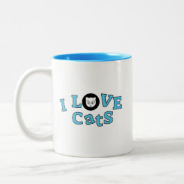Taza Bicolor Coffee Mug I Love Cats Cute Design