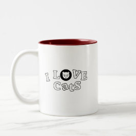 Taza Bicolor Coffee Mug I Love Cats design